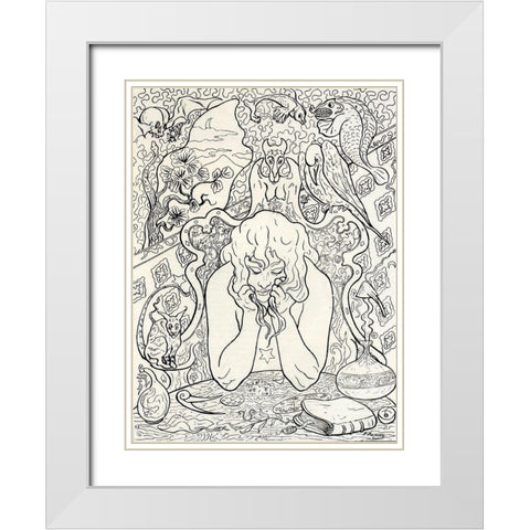 Alchimie Ou La Sorciere Accoudee White Modern Wood Framed Art Print with Double Matting by Ranson, Paul