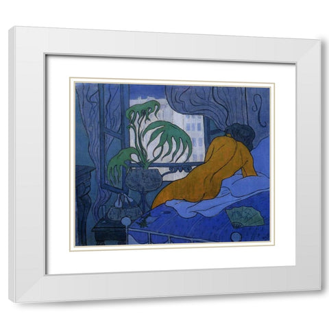 La Chambre Bleue White Modern Wood Framed Art Print with Double Matting by Ranson, Paul