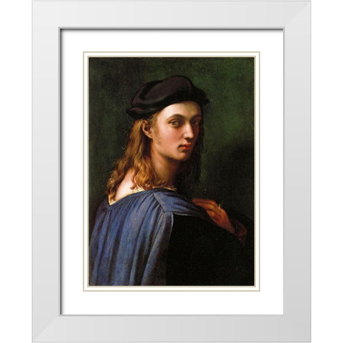 Bindo Altoviti White Modern Wood Framed Art Print with Double Matting by Raphael