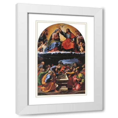 Coronation Of The Virgin 2 White Modern Wood Framed Art Print with Double Matting by Raphael