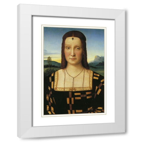 Elisabetta Gonzaga White Modern Wood Framed Art Print with Double Matting by Raphael