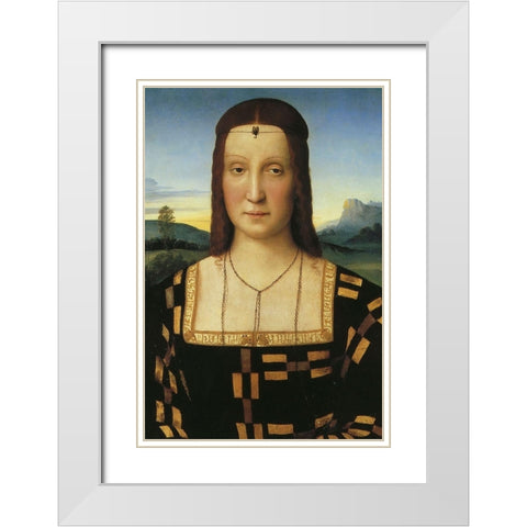 Elisabetta Gonzaga White Modern Wood Framed Art Print with Double Matting by Raphael