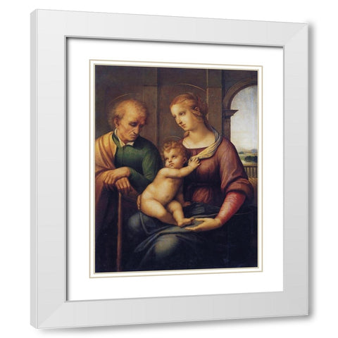 Holy Family With St Joseph White Modern Wood Framed Art Print with Double Matting by Raphael