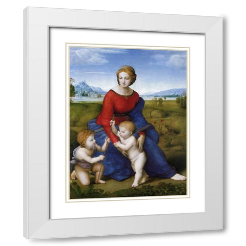 Madonna And Child With St John 2 White Modern Wood Framed Art Print with Double Matting by Raphael