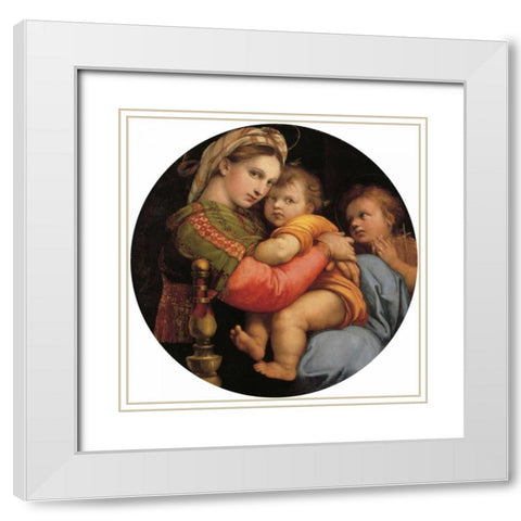 Madonna And Child With St John 6 White Modern Wood Framed Art Print with Double Matting by Raphael