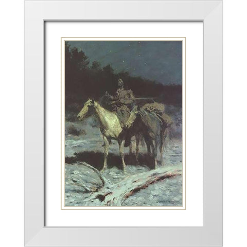 A Dangerous Country White Modern Wood Framed Art Print with Double Matting by Remington, Frederic