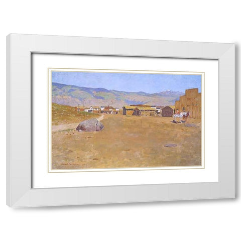 A Mining Town Wyoming White Modern Wood Framed Art Print with Double Matting by Remington, Frederic