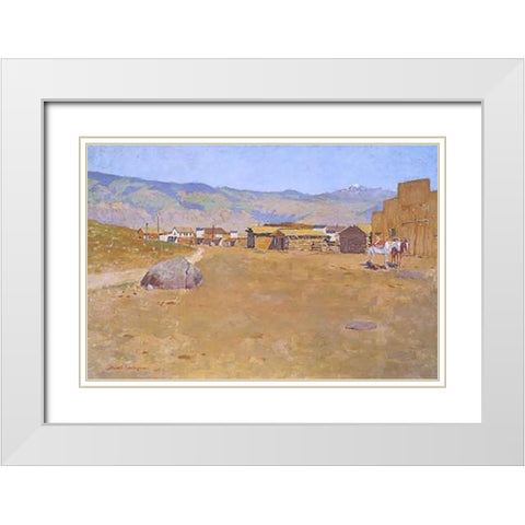 A Mining Town Wyoming White Modern Wood Framed Art Print with Double Matting by Remington, Frederic
