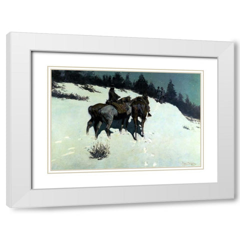 A Reconnaissance White Modern Wood Framed Art Print with Double Matting by Remington, Frederic