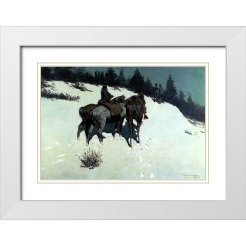 A Reconnaissance White Modern Wood Framed Art Print with Double Matting by Remington, Frederic