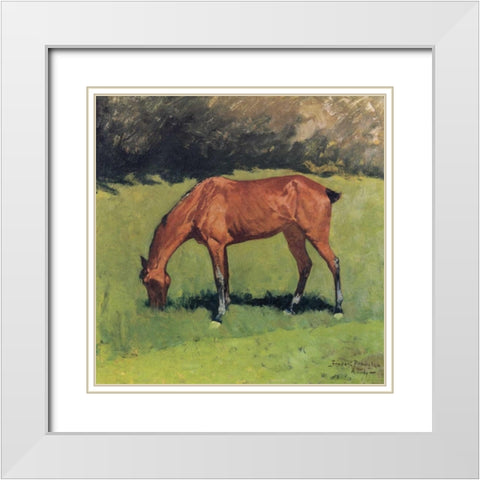 A Study White Modern Wood Framed Art Print with Double Matting by Remington, Frederic