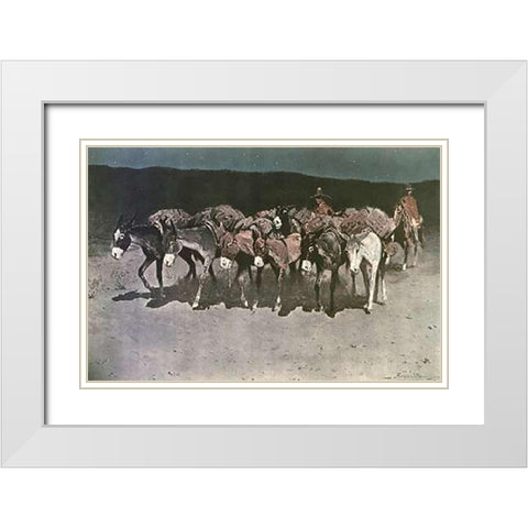 An Early Start For Market White Modern Wood Framed Art Print with Double Matting by Remington, Frederic