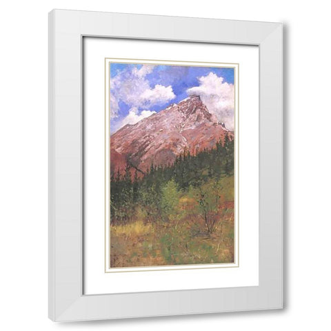 Banff Cascade Mountain White Modern Wood Framed Art Print with Double Matting by Remington, Frederic