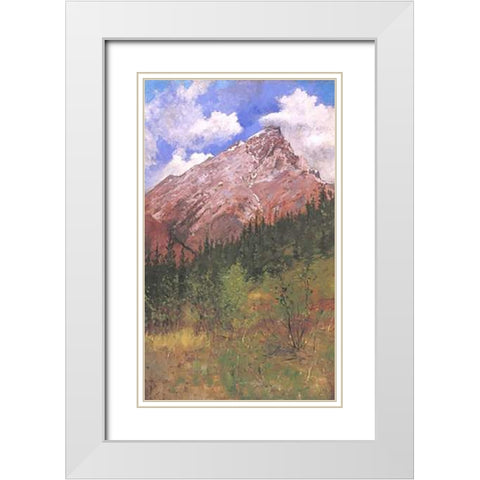 Banff Cascade Mountain White Modern Wood Framed Art Print with Double Matting by Remington, Frederic