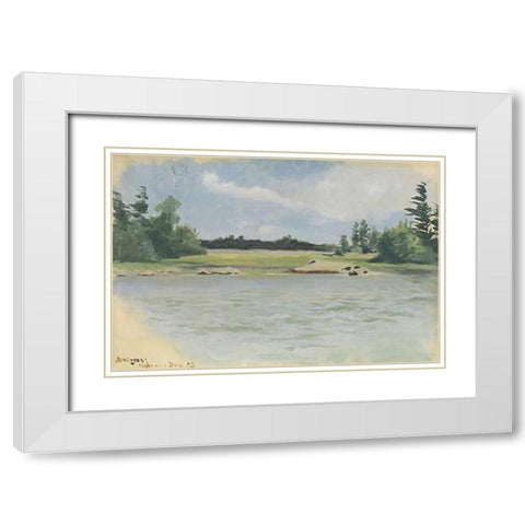 Chippewa Bay White Modern Wood Framed Art Print with Double Matting by Remington, Frederic