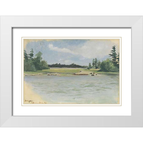 Chippewa Bay White Modern Wood Framed Art Print with Double Matting by Remington, Frederic