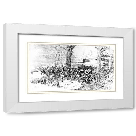 Civil War Battle Scene White Modern Wood Framed Art Print with Double Matting by Remington, Frederic