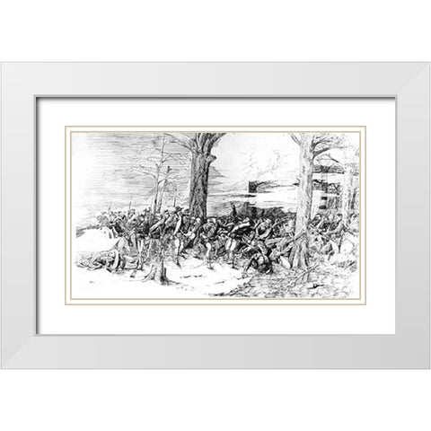 Civil War Battle Scene White Modern Wood Framed Art Print with Double Matting by Remington, Frederic