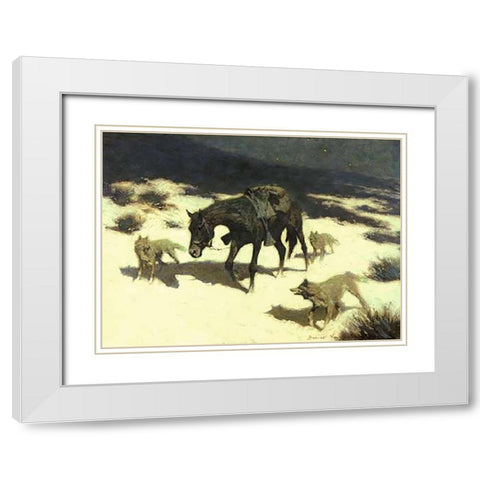 Last March White Modern Wood Framed Art Print with Double Matting by Remington, Frederic