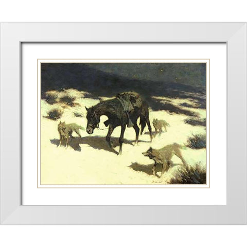 Last March White Modern Wood Framed Art Print with Double Matting by Remington, Frederic
