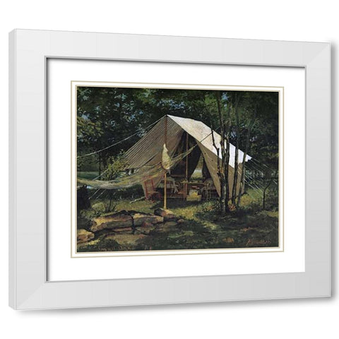 Small Oaks White Modern Wood Framed Art Print with Double Matting by Remington, Frederic