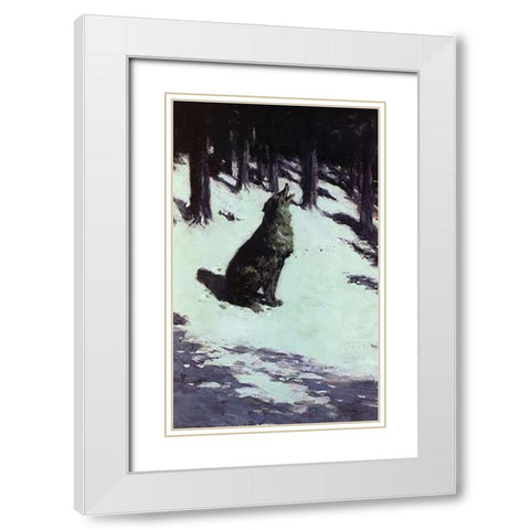 Voice Of The Hills White Modern Wood Framed Art Print with Double Matting by Remington, Frederic
