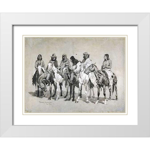 Waiting For The Beef Issue White Modern Wood Framed Art Print with Double Matting by Remington, Frederic