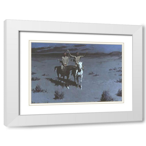 White Otter Is No Longer A Boy White Modern Wood Framed Art Print with Double Matting by Remington, Frederic