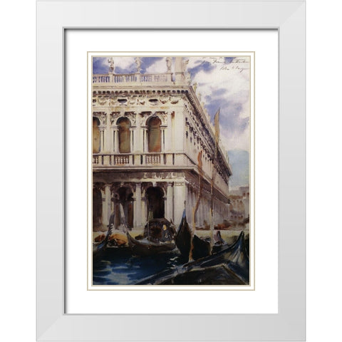 The Libreria, Venice, 1902-04 White Modern Wood Framed Art Print with Double Matting by Sargent, John Singer