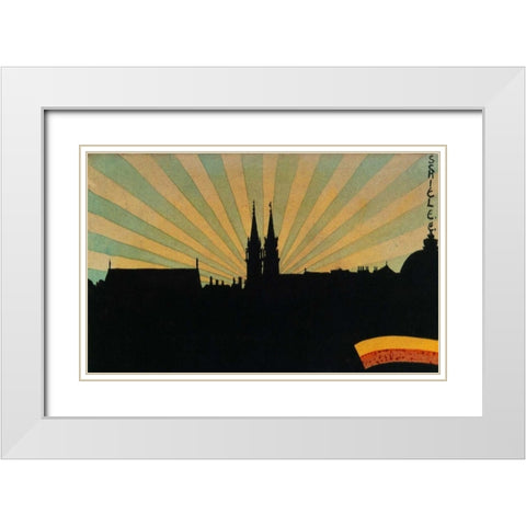 Silhouette Of Klosterneuburg 1906 White Modern Wood Framed Art Print with Double Matting by Schiele, Egon
