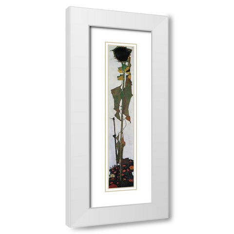 Sunflower II 1909 White Modern Wood Framed Art Print with Double Matting by Schiele, Egon