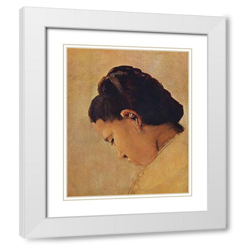 Head Of A Girl White Modern Wood Framed Art Print with Double Matting by Seurat, Georges