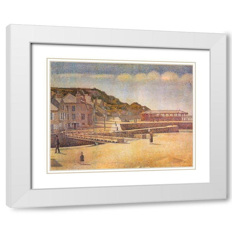 Port-En Bessin 1888 White Modern Wood Framed Art Print with Double Matting by Seurat, Georges