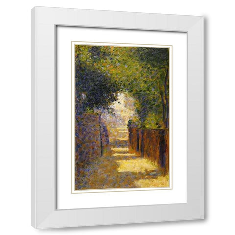 Rue Saint-Vincent Montmarte In Spring White Modern Wood Framed Art Print with Double Matting by Seurat, Georges
