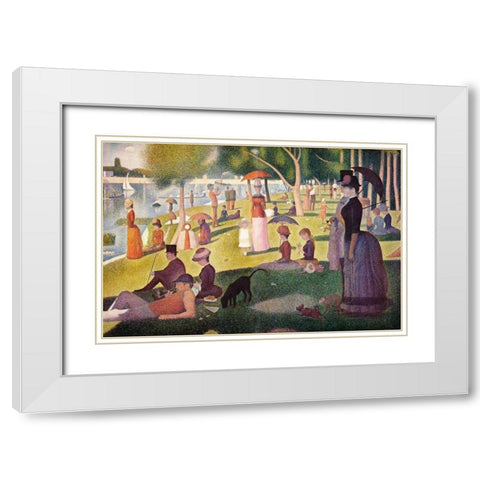 Sunday Afternoon On The Island Of La Grande Jatte White Modern Wood Framed Art Print with Double Matting by Seurat, Georges