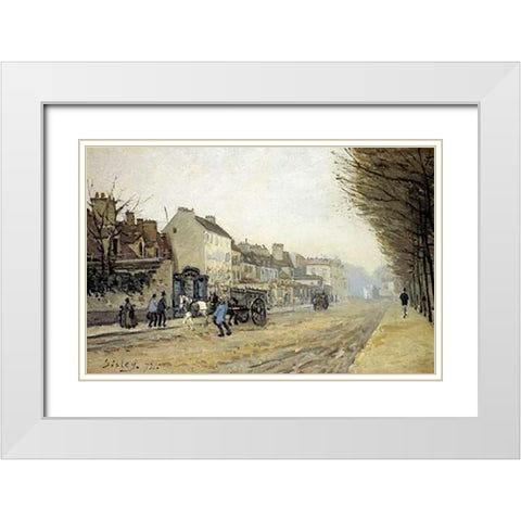 Boulevard Heloise Argenteuil White Modern Wood Framed Art Print with Double Matting by Sisley, Alfred