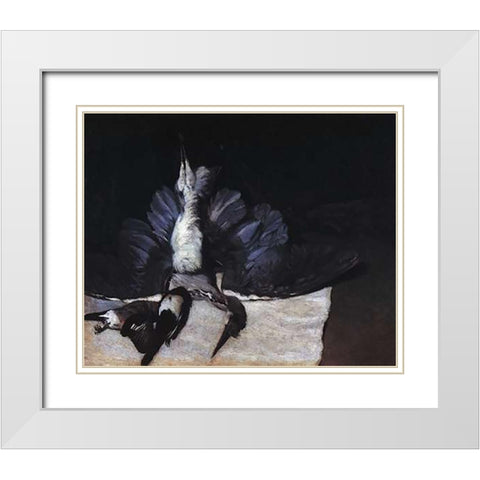 Still Life With Heron White Modern Wood Framed Art Print with Double Matting by Sisley, Alfred