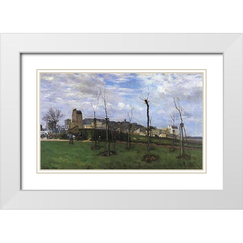 View Of Montmarte From The Cite Des Fleurs White Modern Wood Framed Art Print with Double Matting by Sisley, Alfred