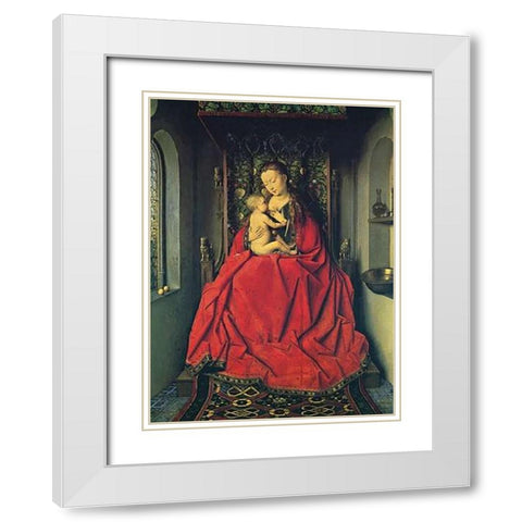 Lucca Madonna White Modern Wood Framed Art Print with Double Matting by Van Eyck, Jan