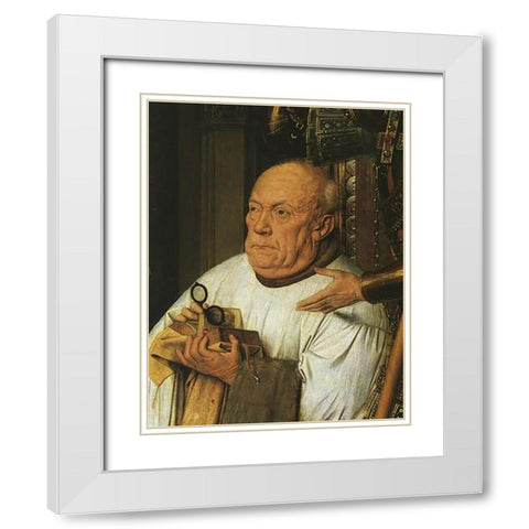 Virgin And Child With George Van Der Paele Det 6 White Modern Wood Framed Art Print with Double Matting by Van Eyck, Jan