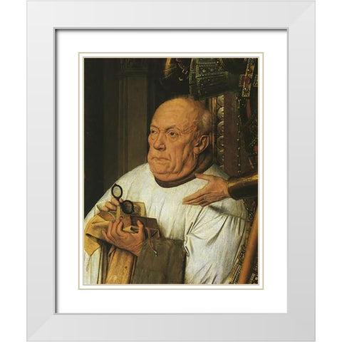 Virgin And Child With George Van Der Paele Det 6 White Modern Wood Framed Art Print with Double Matting by Van Eyck, Jan