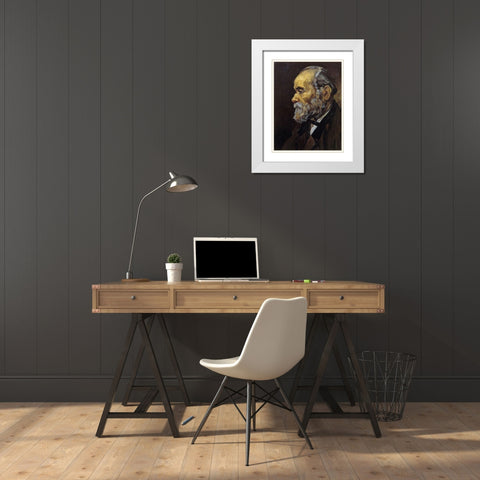Head Of An Old Man White Modern Wood Framed Art Print with Double Matting by Van Gogh, Vincent