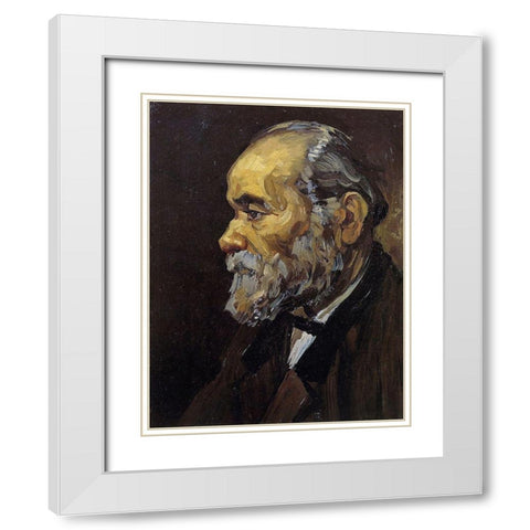Head Of An Old Man White Modern Wood Framed Art Print with Double Matting by Van Gogh, Vincent