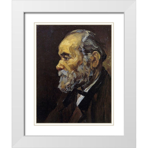 Head Of An Old Man White Modern Wood Framed Art Print with Double Matting by Van Gogh, Vincent