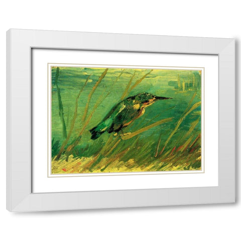 Kingfisher White Modern Wood Framed Art Print with Double Matting by Van Gogh, Vincent