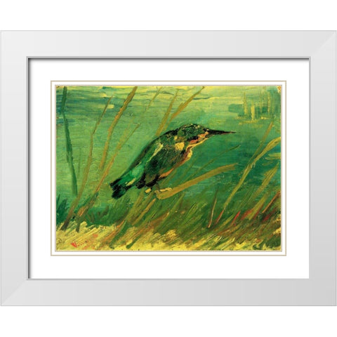 Kingfisher White Modern Wood Framed Art Print with Double Matting by Van Gogh, Vincent