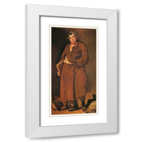 Aesop White Modern Wood Framed Art Print with Double Matting by Velazquez, Diego
