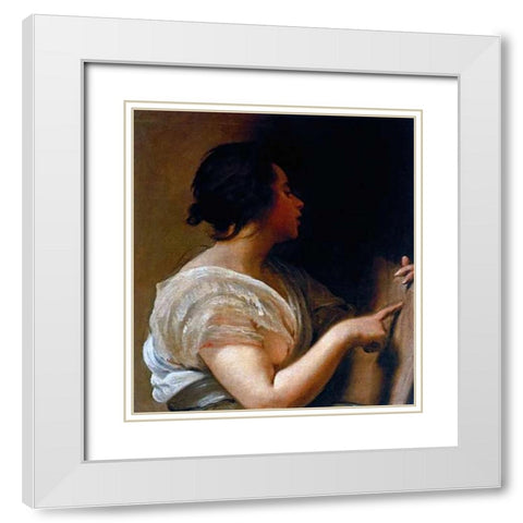 Arachne White Modern Wood Framed Art Print with Double Matting by Velazquez, Diego