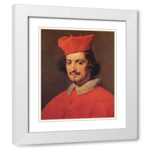Cardinal Astalli White Modern Wood Framed Art Print with Double Matting by Velazquez, Diego