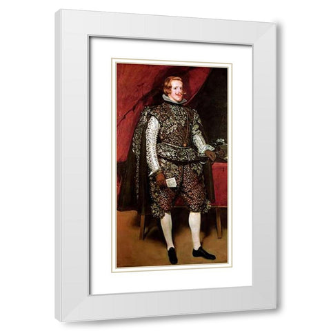 King Philip IV In A Costume With Silver White Modern Wood Framed Art Print with Double Matting by Velazquez, Diego